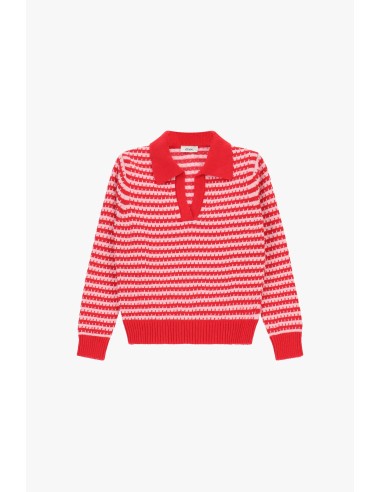 Camisola às riscas com decote em V e detalhes canelados Dixie