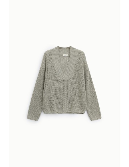 Camisola de decote em V de malha grossa Dixie