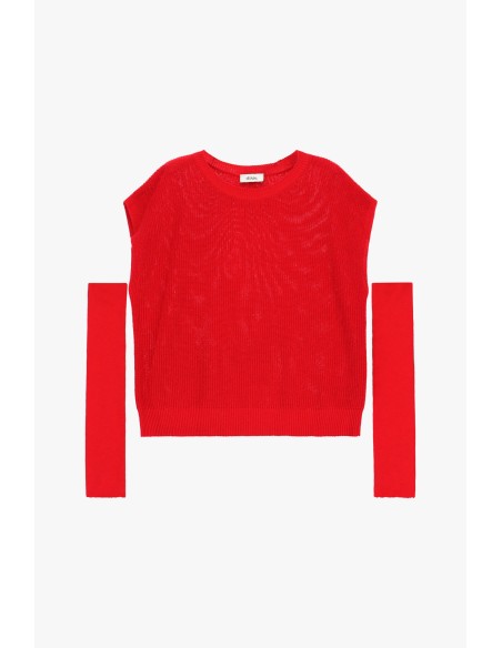 Top Trabalhado em Malha com Mangas Destacáveis Dixie