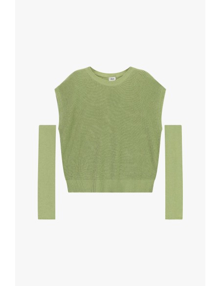 Top trabalhado em malha com mangas destacáveis Dixie