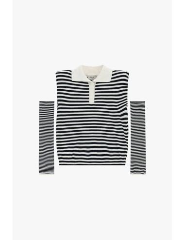 T-shirt às riscas com colarinho e mangas compridas Dixie