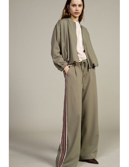 Calças Palazzo Con Banda Lateral Às Riscas Dixie