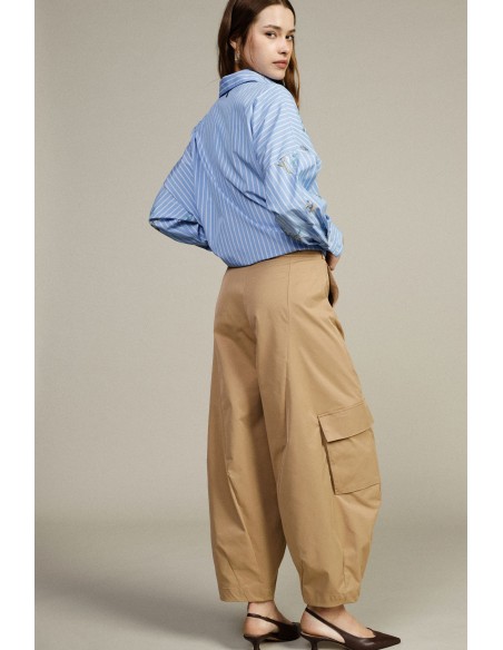 Calças palazzo de cintura alta com maxi bolsos Dixie