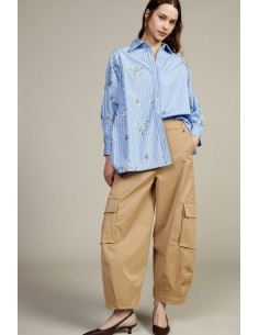 Calças palazzo de cintura alta com maxi bolsos Dixie