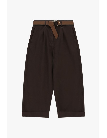 Calças Palazzo Ajustadas com Cinto e Vira Dixie