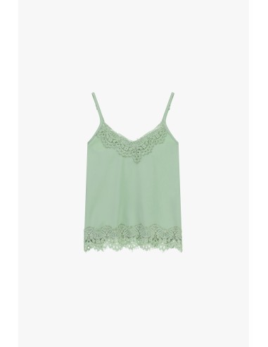 Top de alças finas e renda decorativa Dixie