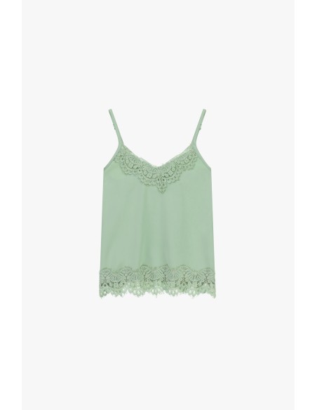 Top de alças finas e renda decorativa Dixie