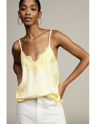 Top com alças finas e renda decorativa Dixie
