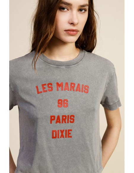 T-Shirt Cropped Estampa Frontal Corte Regular Dixie