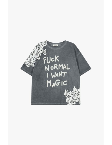 T-shirt larga com bordado decorativo e lettering Dixie
