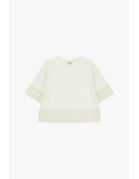 T-Shirt Mangas Curtas Com Detalhes Traforados Dixie