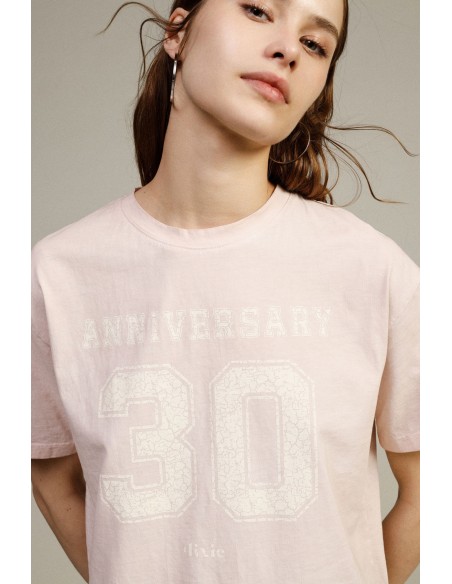 T-shirt ampla, estampa 30.º Aniversário, gola redonda Dixie