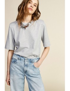 T-shirt de gola redonda, corte regular, mangas curtas Dixie