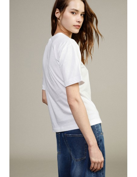 T-shirt com estampa de coração, corte regular, gola redonda Dixie