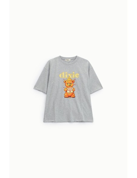 T-shirt Estampa de Ursinho Corte Regular Gola Redonda Dixie