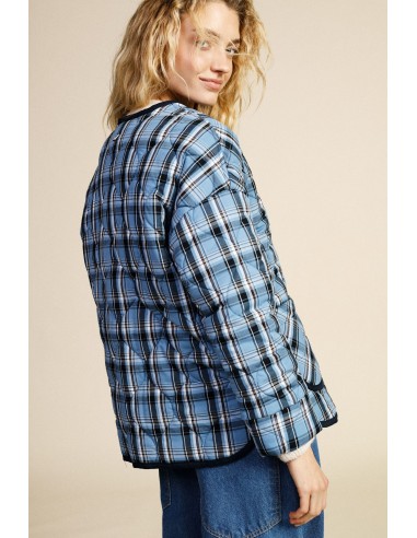 Casaco Acolchoado Estampa Xadrez com Fecho de Alamares Dixie