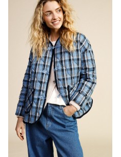 Casaco acolchoado com estampa xadrez e fecho de alamares Dixie