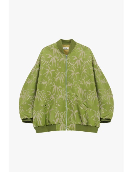 Bomber Oversize com Estampa Foliage e Fecho de Correr Dixie