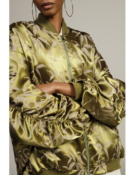 Bomber oversize com estampa foliage e fecho de correr Dixie