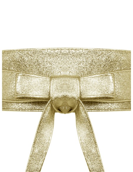 Cinto faixa em pele genuína metalizada Rinascimento