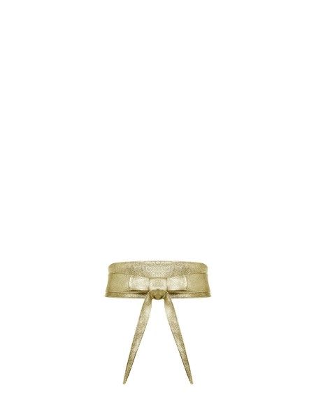 Cinto faixa em pele genuína metalizada Rinascimento