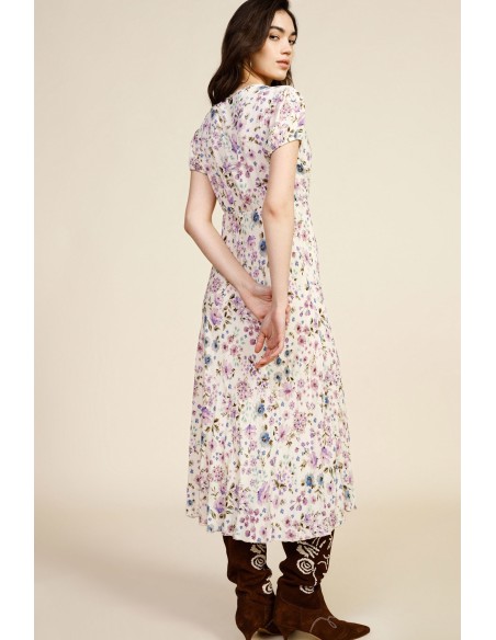 Vestido Longo Floral com Decote Bordado Dixie