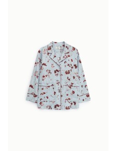 Camisa às Riscas com Estampado Floral e Bolsos Frontais Dixie 2