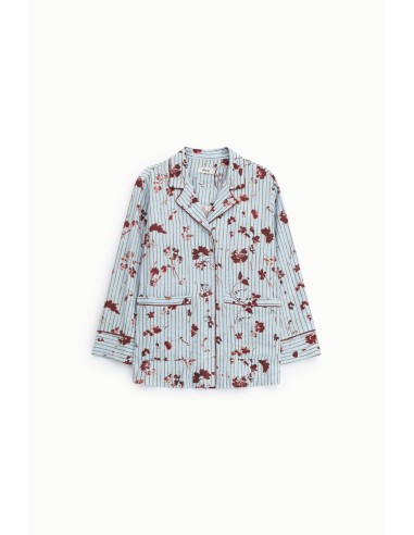Camisa às riscas com estampado floral e bolsos frontais Dixie