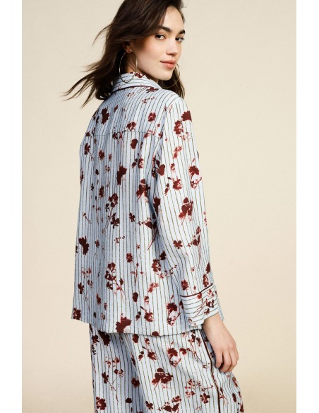 Camicia A Righe Con Stampa Floreale E Tasche Frontali Dixie - Vesti...