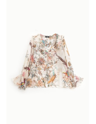 Camisa com estampado floral e folhos Dixie
