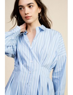 Camisa às Riscas com Mangas Amplas e Abotoamento Frontal Dixie