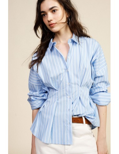 Camisa às riscas com mangas largas e abotoamento frontal Dixie