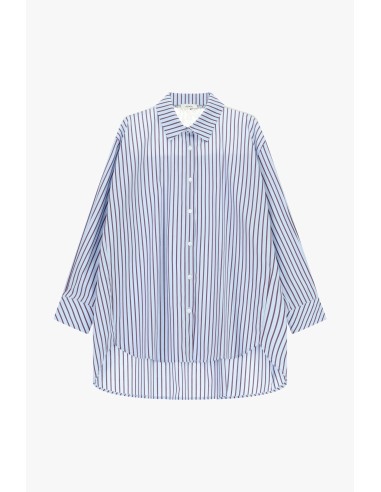 Camisa Oversize Às Riscas Com Gola Clássica Dixie