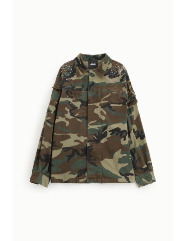 Blazer com padrão militar e tachas Dixie