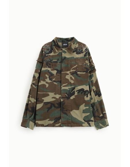 Blazer com padrão militar e tachas Dixie