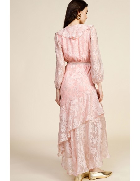 Vestido longo com folhos e padrão floral Dixie