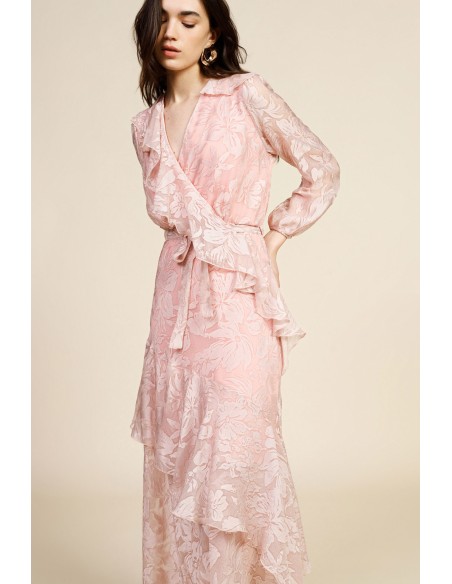 Vestido Longo com Folhos e Padrão Floral Dixie