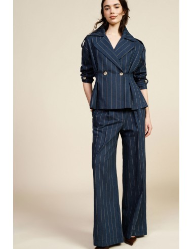 Pantaloni Palazzo A Righe Con Pinces E Tasche Laterali Dixie - Vest...