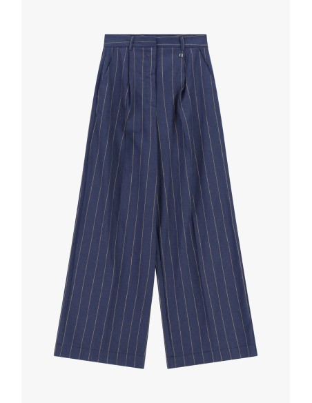 Pantaloni Palazzo A Righe Con Pinces E Tasche Laterali Dixie - Vest...