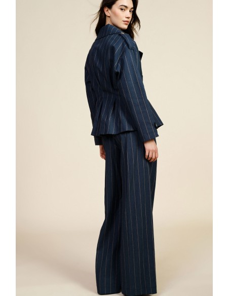 Pantaloni Palazzo A Righe Con Pinces E Tasche Laterali Dixie - Vest...