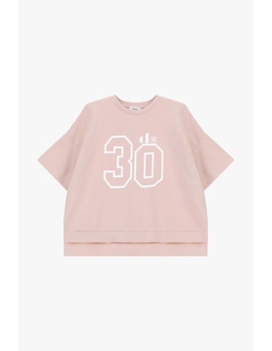 T-Shirt Ampla Com Estampa de Número e Fendas Laterais Dixie
