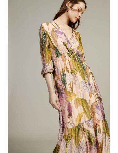 Abito Lungo Con Stampa Floreale E Maniche Ampie Dixie - Vestiti Fir...