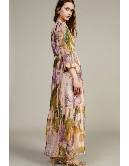 Abito Lungo Con Stampa Floreale E Maniche Ampie Dixie - Vestiti Fir...