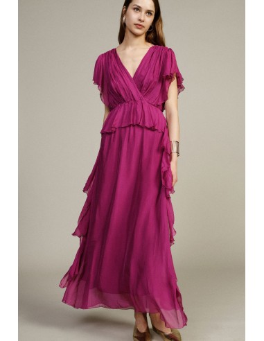 Vestido Longo Com Folhos Fluidos Dixie