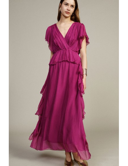 Vestido Longo Com Folhos Fluidos Dixie