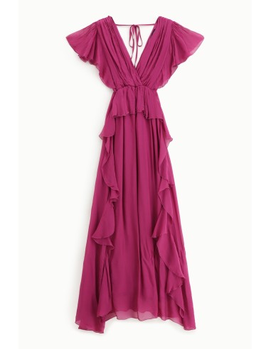 Vestido Longo com Folhos Fluidos Dixie