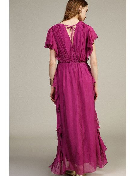 Vestido Longo Com Folhos Fluidos Dixie