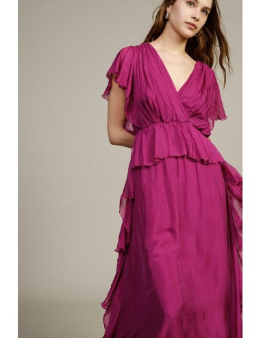 Vestido Longo com Folhos Fluidos Dixie