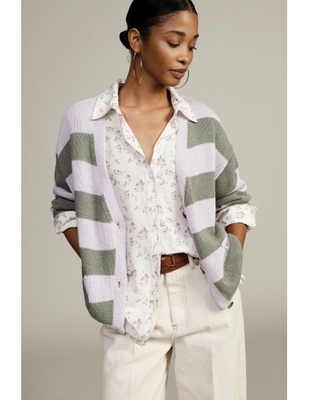 Cardigan A Righe Con Bottoni E Tasche Frontali Dixie - Vestiti Firm...