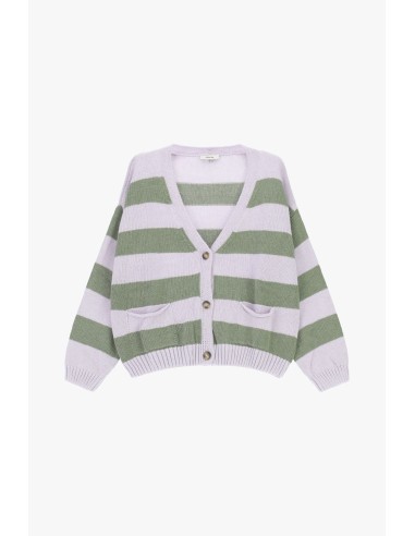 Cardigan às riscas com botões e bolsos frontais Dixie